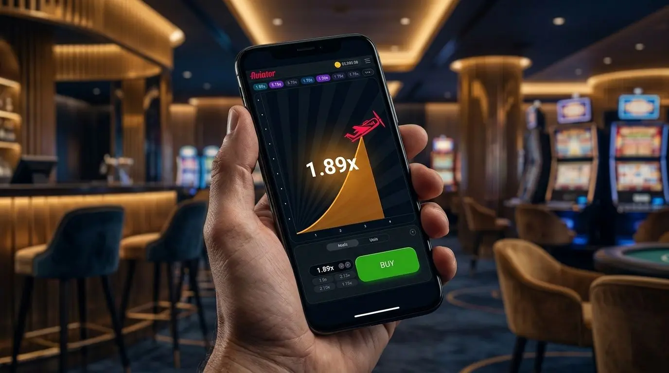 Smartphone con l’interfaccia di Aviator aperta in modalità mobile
