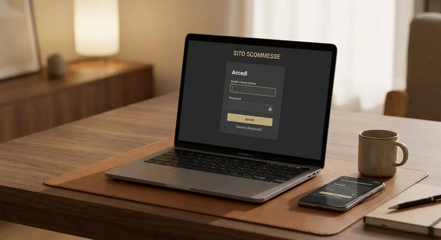 Schermata di login Bwin IT su desktop e mobile Schermata di login Bwin IT su desktop e smartphone con campi email e password
