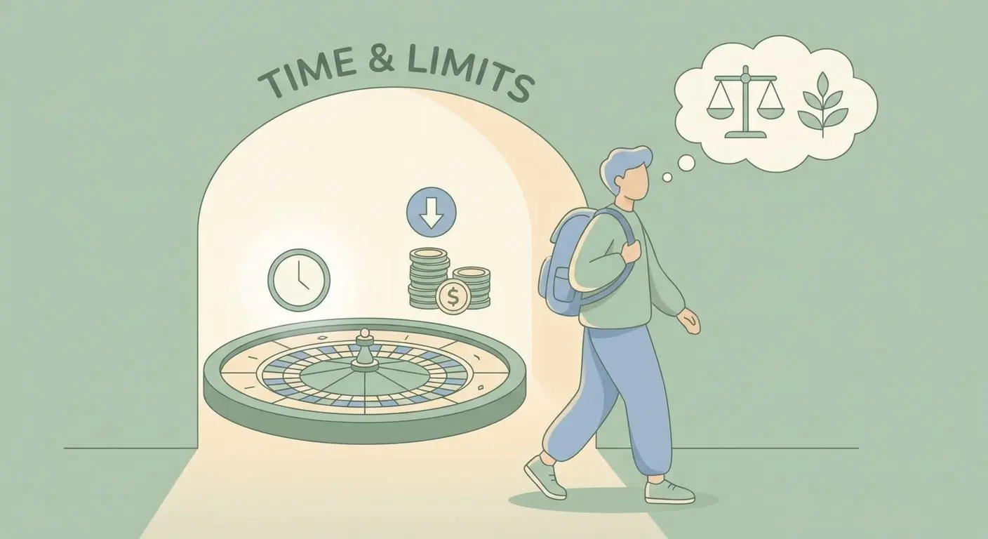 Illustrazione sul gioco responsabile con timer e limiti al tavolo roulette