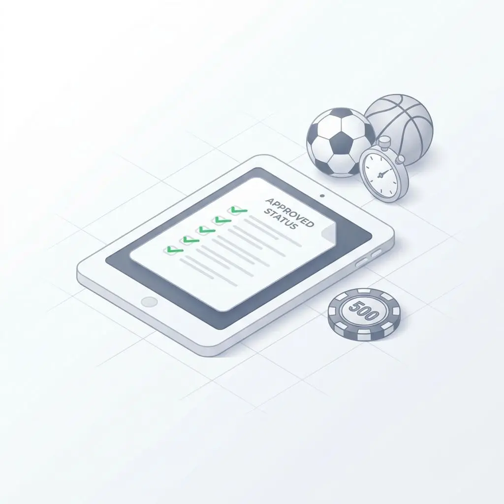Illustrazione di documenti con check e icone sportive e casino