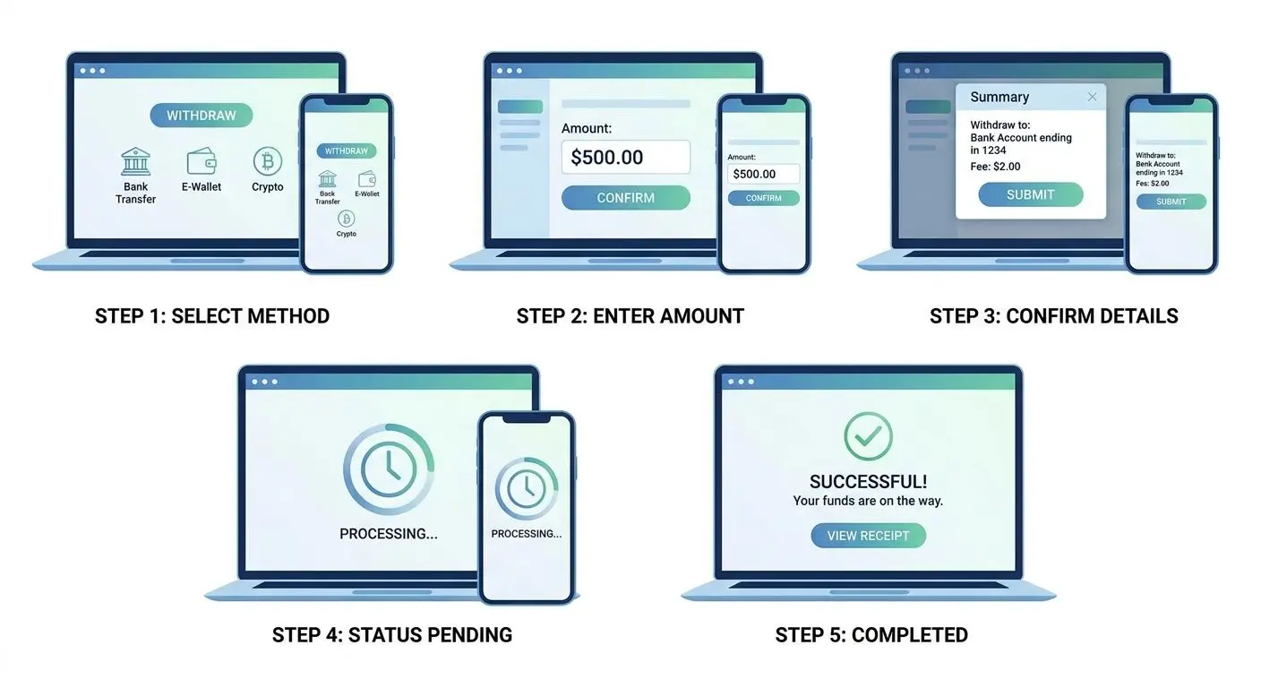 Illustrazione dei passaggi per richiedere un prelievo online