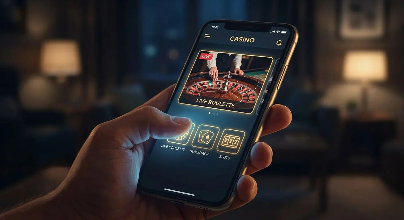Interfaccia mobile generica con sezione roulette live aperta