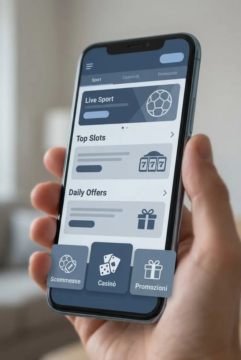 Schermata generica dell’app Bwin con sezioni scommesse, casinò e promozioni
