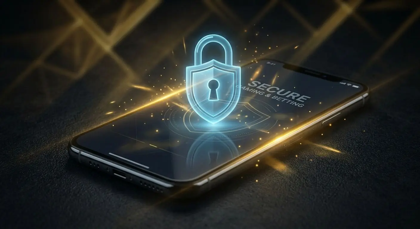 Smartphone con icona di lucchetto e scudo per sicurezza mobile